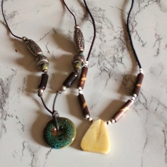 Unisex Ethnic Necklace Bundle Semi-precious Stone Pendant/Painted Bone Pendant - Picture 3 of 10